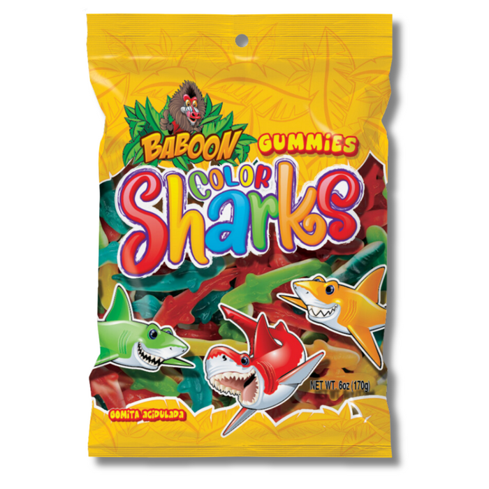 Baboon Colored Sharks Gummies